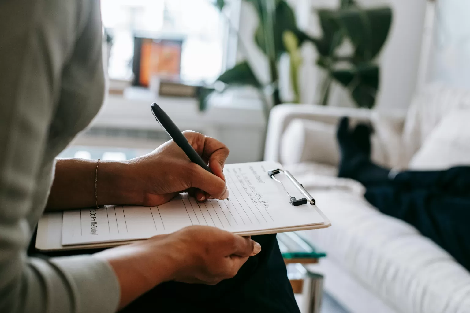 Care planner reviewing a long-term treatment plan