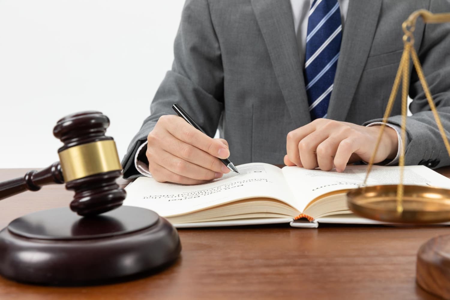 Attorney reviewing litigation case files